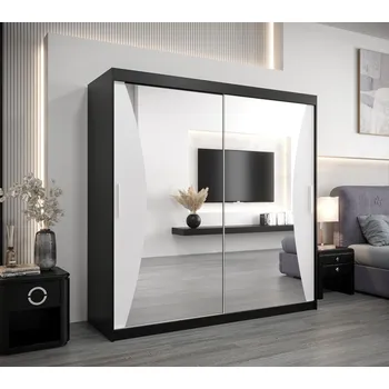 Šatní skříň Šatní skříň EMILIE - šířka 200 cm, černá / bílá