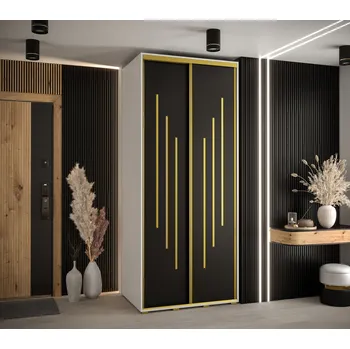 Šatní skříň Šatní skříň YVONA 8 - 120/60 cm, bílá / černá / zlatá