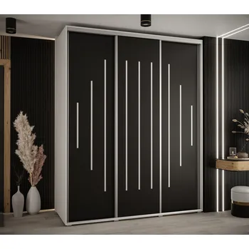 Šatní skříň Šatní skříň ASIRI 12 - 190/60 cm, bílá / černá / stříbrná