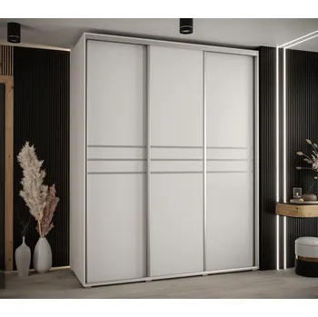 Šatní skříň Šatní skříň YVONA 10 - 200/60 cm, bílá / stříbrná