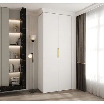 Šatní skříň Šatní skříň s policemi 100/40 LORENA 4 - bílá / zlatá