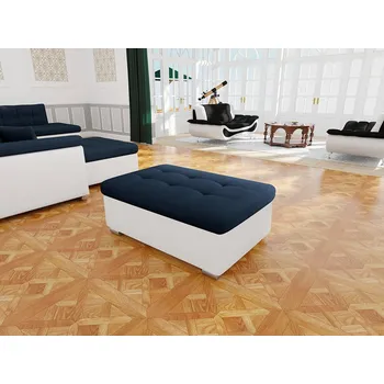 Taburet Taburetka do obýváku NELLI 2 - bílá ekokůže / modrá