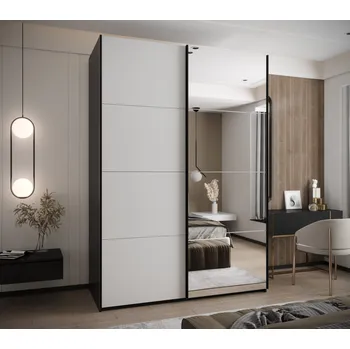 Šatní skříň Dvoudveřová skříň SAMARA 3 - 180 cm, černá / bílá / černá