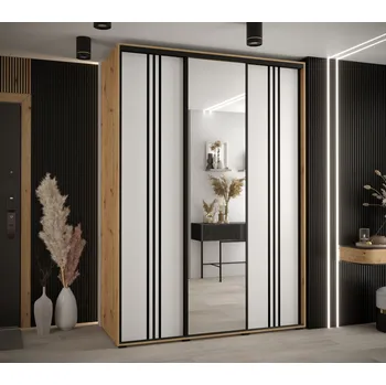 Šatní skříň Šatní skříň YVONA 7 - 180/60 cm, dub artisan / bílá / černá