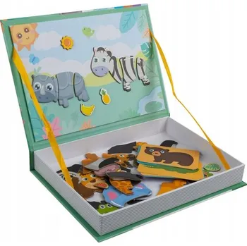 Puzzle Stavebnice Iso Trade Magnetická vzdělávací skládačka Montessori Africká zvířata 3+ Magnetická kniha Puzzle 53