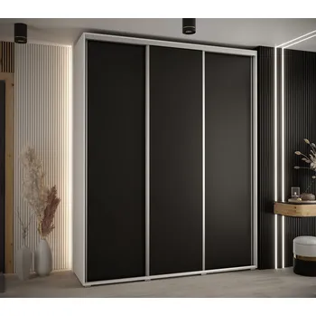 Šatní skříň Šatní skříň ASIRI 1 - 190/60 cm, bílá / černá / stříbrná