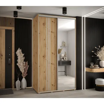 Šatní skříň Šatní skříň YVONA 7 - 140/60 cm, dub artisan / stříbrná