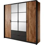 Velká šatní skříň 224 cm HULK - kaštan / antracitová