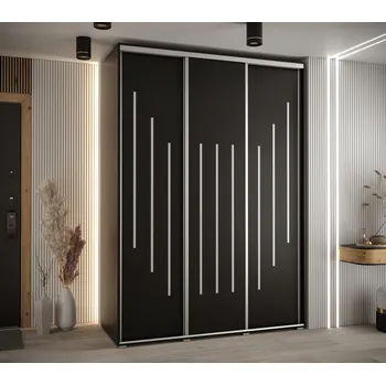 Šatní skříň Šatní skříň YVONA 8 - 170/60 cm, černá / stříbrná