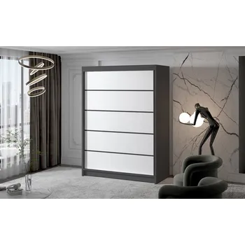 Šatní skříň Dvoudveřová šatní skříň NICA - šířka 150 cm, černá / bílá