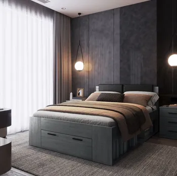 Postel Manželská postel se šuplíkem 140x200 CROSBY - dub carbon