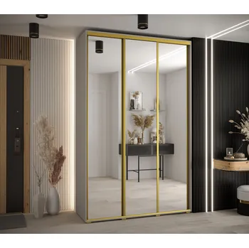 Šatní skříň Šatní skříň INDIRA 2 - 150/45 cm, kašmír / zlatá