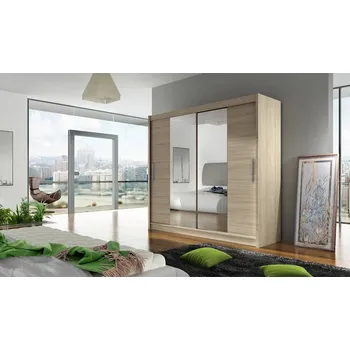 Šatní skříň Vysoká šatní skříň se zrcadlem 180 cm FLORENCIO 2 - dub sonoma