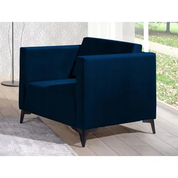 Křeslo Čalouněné křeslo SIMON - tmavě modré / nožičky černý lesk