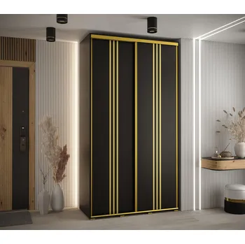 Šatní skříň Šatní skříň ASIRI 6 - 140/60 cm, černá / zlatá