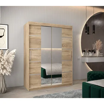 Šatní skříň Skříň se zrcadly VIVIEN - šířka 150 cm, dub sonoma