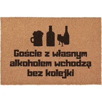 Obraz Rohožka kokosová - Hosté s vlastním alkoholem mají přednost - 60x40 cm