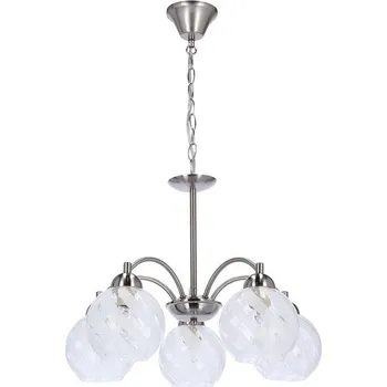 Závěsné osvětlení na řetězu BAIDA - 5xE27, 60W, stříbrné / čiré