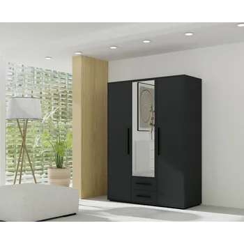 Šatní skříň Kombinovaná šatní skříň 150 cm ANDELINA - černá matná