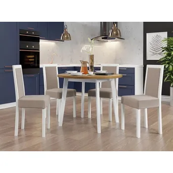 Jídelní stůl Sestava 4+1 do jídelny SALUSIA 1 - dub grandson / bílá / béžová