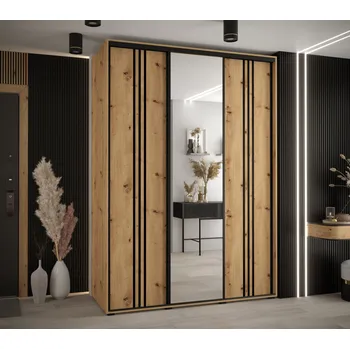 Šatní skříň Šatní skříň YVONA 7 - 180/60 cm, dub artisan / černá