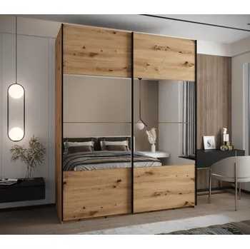 Šatní skříň Dvoudveřová skříň SAMARA 4 - 200 cm, dub artisan / černá