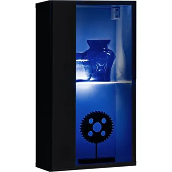 Policová skříň Prosklená vitrína RIONATA 9 - černá