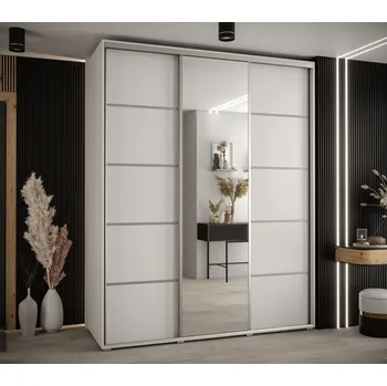 Šatní skříň Šatní skříň YVONA 5 - 190/60 cm, bílá / stříbrná