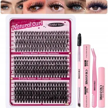 Péče o řasy a obočí Bondingové řasy 300 ks. Sada pro domácí aplikaci Bonding Lash DIY Umělé řasy + Příslušenství lepidlo