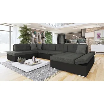 Sedací souprava Sedací rozkládací souprava do U PHOENIX - černá ekokůže / tmavá šedá, pravý roh