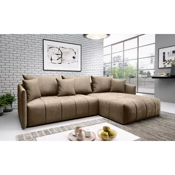 Sedací souprava Elegantní rohová sedačka ALBERTINA - světle hnědá