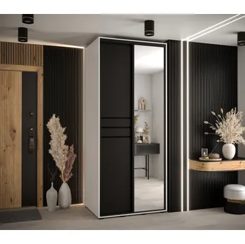 Šatní skříň Šatní skříň YVONA 11 - 120/60 cm, bílá / černá / černá