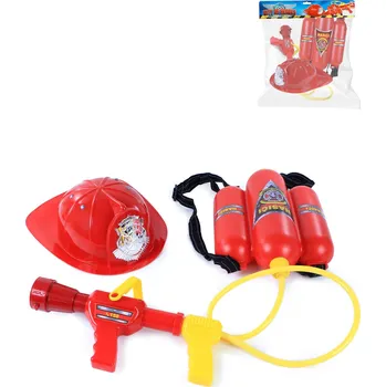 Dětská zbraň Hasicí přístroj dětský s pistolí na vodu set s přilbou plast v sáčku | 224228