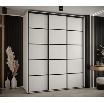 Šatní skříň Šatní skříň YVONA 4 - 190/60 cm, bílá / černá