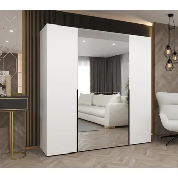 Šatní skříň Šatní skříň 200 cm ASUDA se zrcadly - bílá / černá