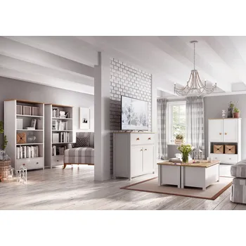 Obývací stěna VENETI MABARUMA bílá/dub nash