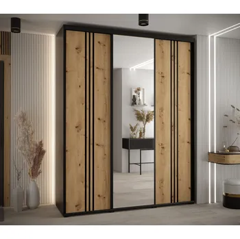 Šatní skříň Šatní skříň YVONA 7 - 190/45 cm, černá / dub artisan / černá