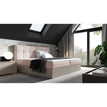 Postel Kontinentální postel 140x200 CHANTELLE 8 - nordic teak / růžová + topper ZDARMA