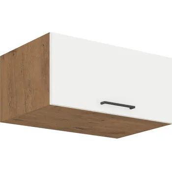 Kuchyňská linka Hluboká digestořová skříňka VANYA - šířka 80 cm, bílá / dub lancelot