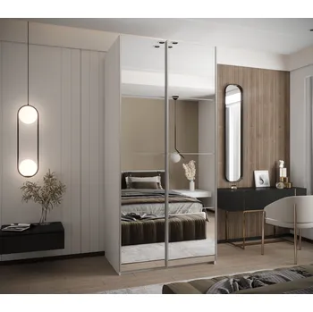 Šatní skříň Dvoudveřová skříň SAMARA 2 - 100 cm, bílá / stříbrná