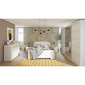 Ložnicová sestava Ložnicová sestava s postelí 160x200 CORTLAND 3 - bílá / bílá ekokůže