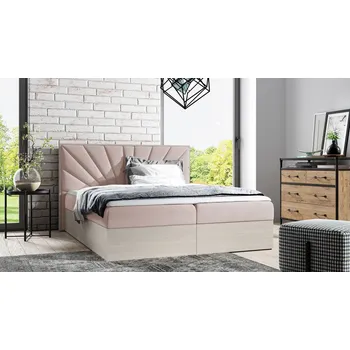 Postel Kontinentální postel 140x200 CHANTELLE 7 - nordic teak / růžová + topper ZDARMA