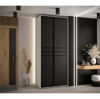 Šatní skříň Šatní skříň ASIRI 10 - 120/60 cm, bílá / černá / černá