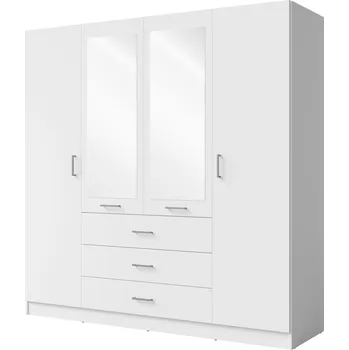 Šatní skříň Široká šatní skříň se zrcadlem 200 cm SIBATE - bílá