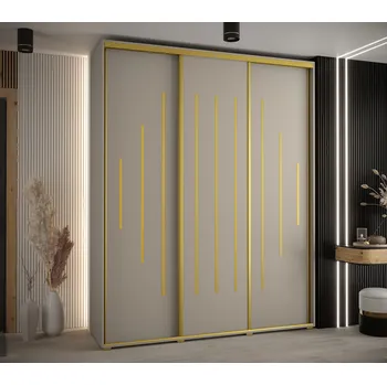 Šatní skříň Šatní skříň INDIRA 12 - 190/60 cm, kašmír / zlatá