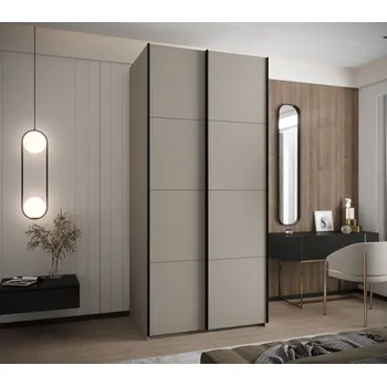 Šatní skříň Dvoudveřová skříň SAMARA 1 - 100 cm, kašmír / černá