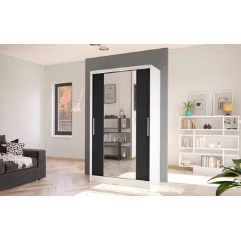 Šatní skříň Moderní šatní skříň BRUNO 2 - šířka 100 cm, bílá / černá