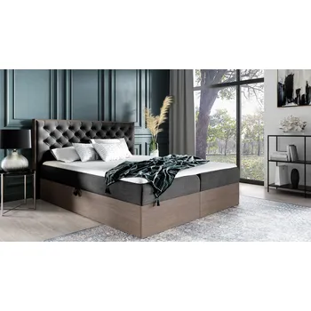 Postel Kontinentální postel 180x200 CHANTELLE 3 - tmavý dub / grafitová + topper ZDARMA