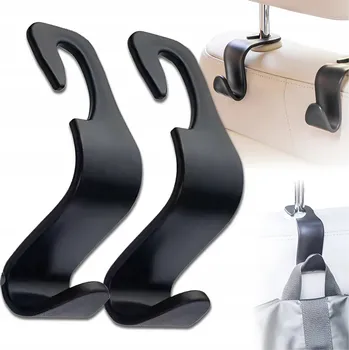 Věšák Držák/věšák na opěrku hlavy, černý plast, 2 ks, max. nosnost 20 kg