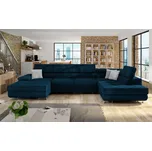 Rozkládací sedačka do U SAN DIEGO - tmavá modrá / šedá, pravý roh